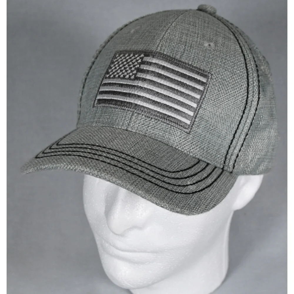 Light Gray American Flag Snapback Hat Adjustable Cap Patriotic